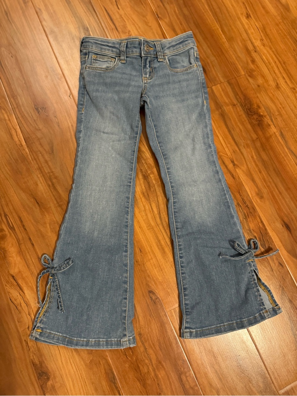 art class girls blue flared jeans with hem ties